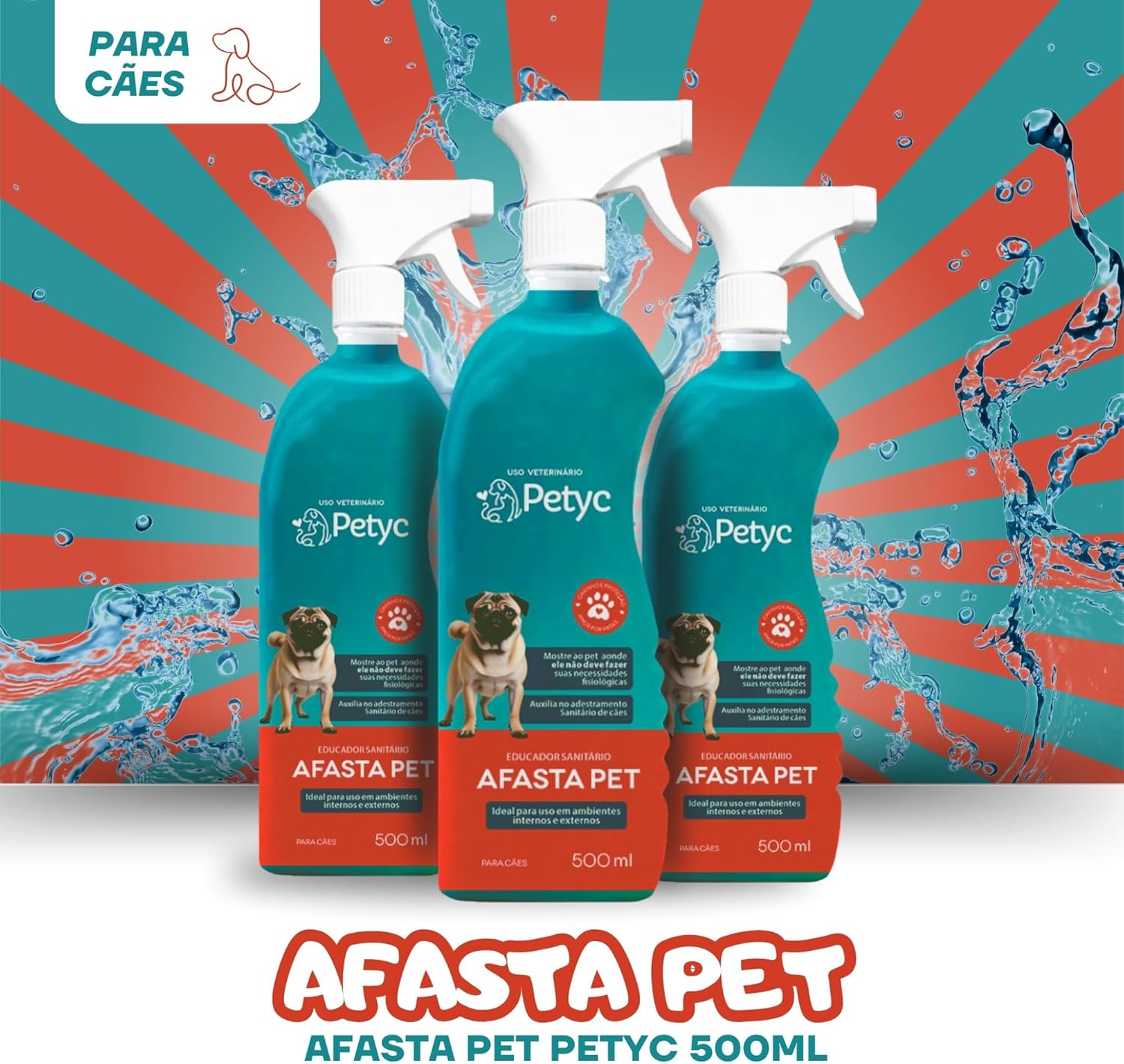Afasta Pet Cães e Gatos 500 ml PETYC Repelente Adestrador Spray Produto Petshop Super Eficaz - Imagem 2