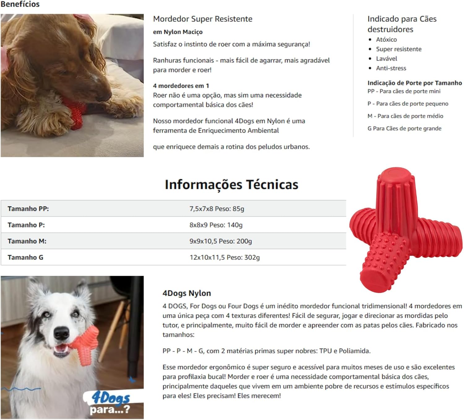 Pet Games Mordedor Tridimensional 4 Dogs Nylon Azul Pp Para Cães Azul - Imagem 3
