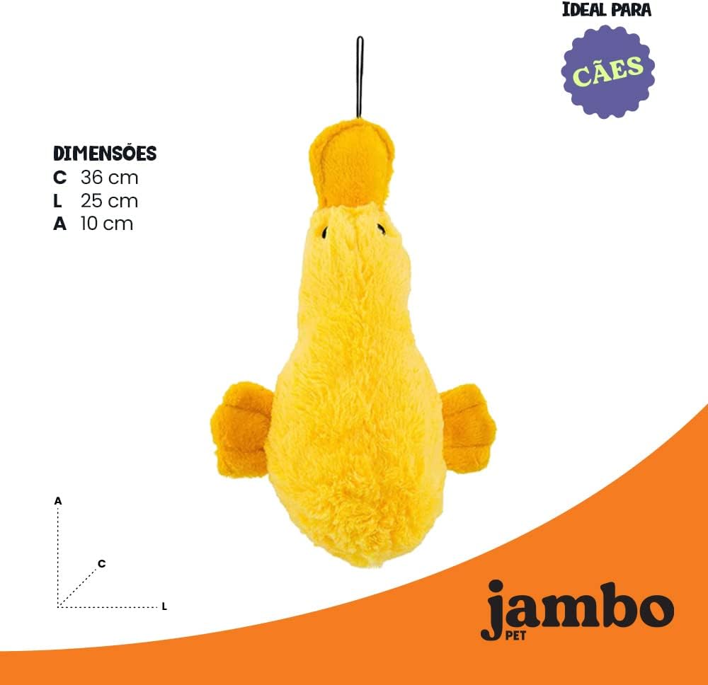 Jambo Pet, Mordedor de Pelúcia Para Cães, Pato Big Duck, Formato Fofo e Divertido, Alivia o Estresse e Ansiedade, Amarelo - Imagem 5