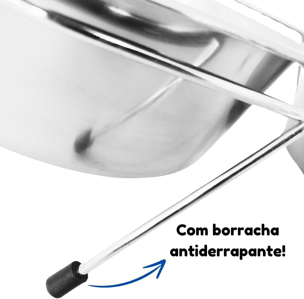 Chalesco Comedouro Duplo para Cães Cromado 240 mL - Imagem 4