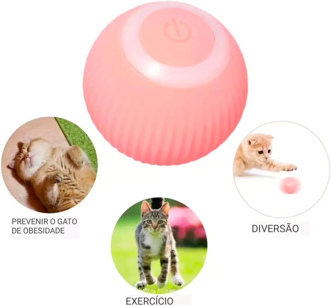 Bola Giratoria Inteligente Gato Pet Bolinha Animal de Estimaçao Brinquedo Usb Bateria Recarrevagel Petshop Interativo Relaxante - Imagem 6