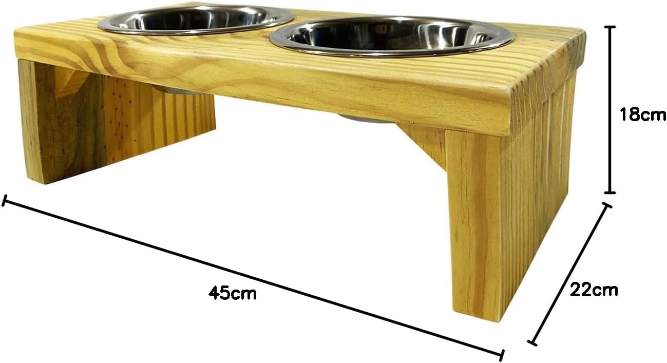 Luppet Comedouro para Cães e gatos Toronto Elevado e com potes de Inox M, 45x22x18cm - Imagem 7