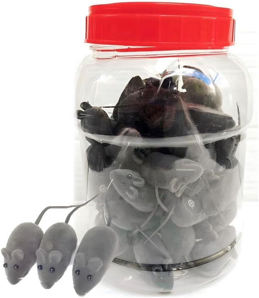 Kit 100 Ratinhos com Apito Brinquedo Rato para Gato Petshop (2 potes de 50 ratinhos) - Imagem 2