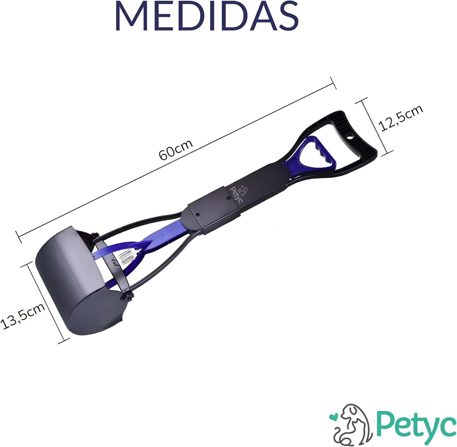 Pá Coletora Cata Caca Higiênico PETYC Prático e Robusto Passeio Petshop (Azul e Preto) - Imagem 2