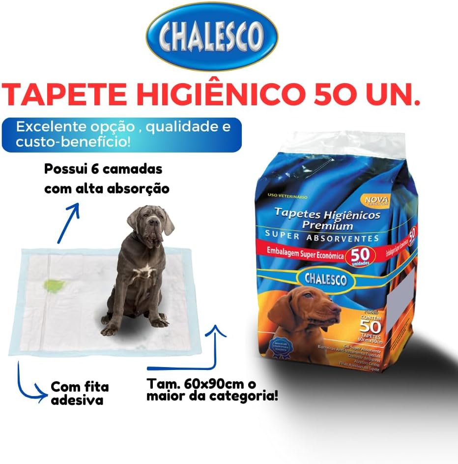 Chalesco Tapete Higienico Premium 50 Unidades 90x60 cm - Imagem 5