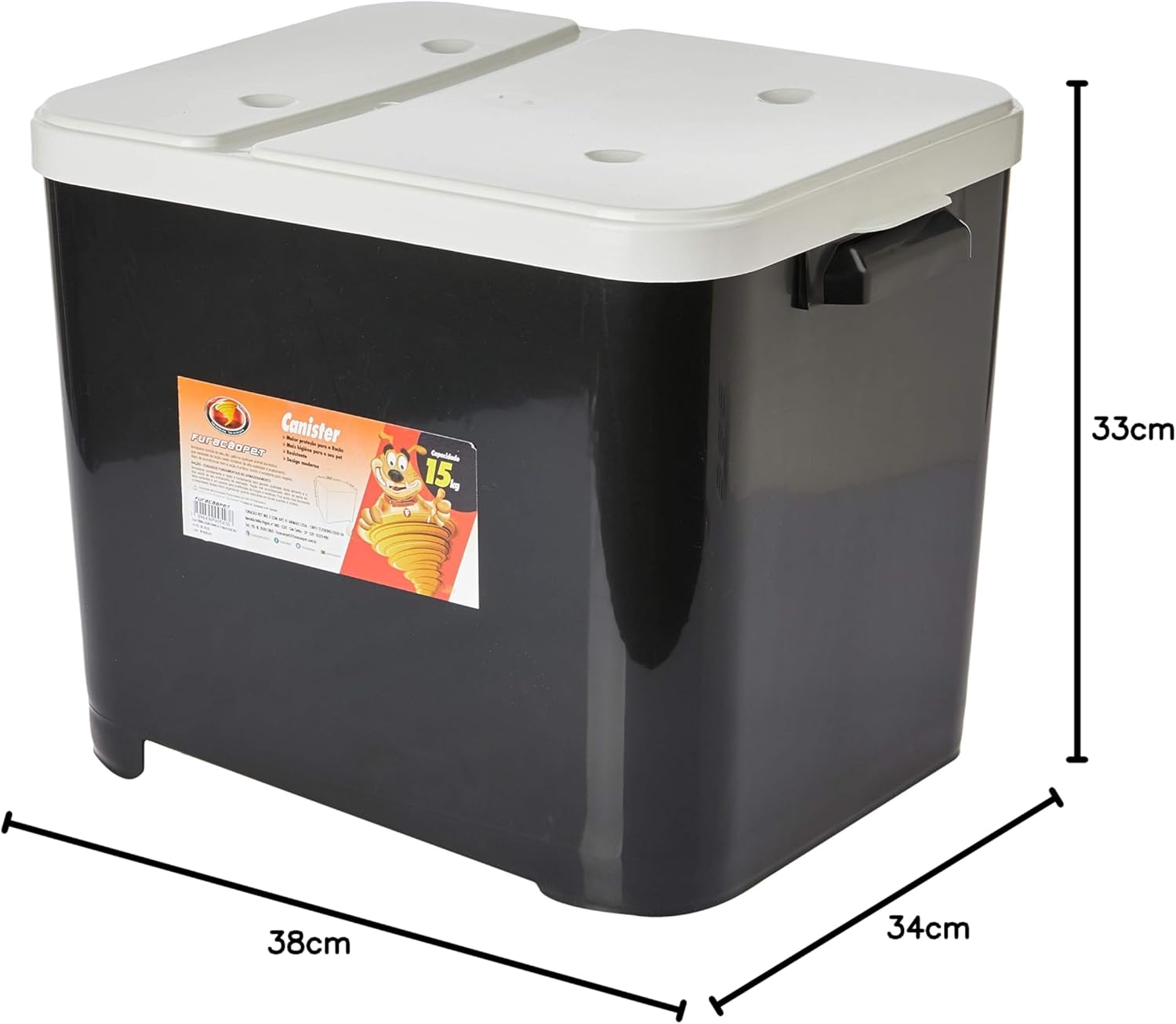 Furacão Pet Porta Ração Preto Para 15 Kgs - - Imagem 7