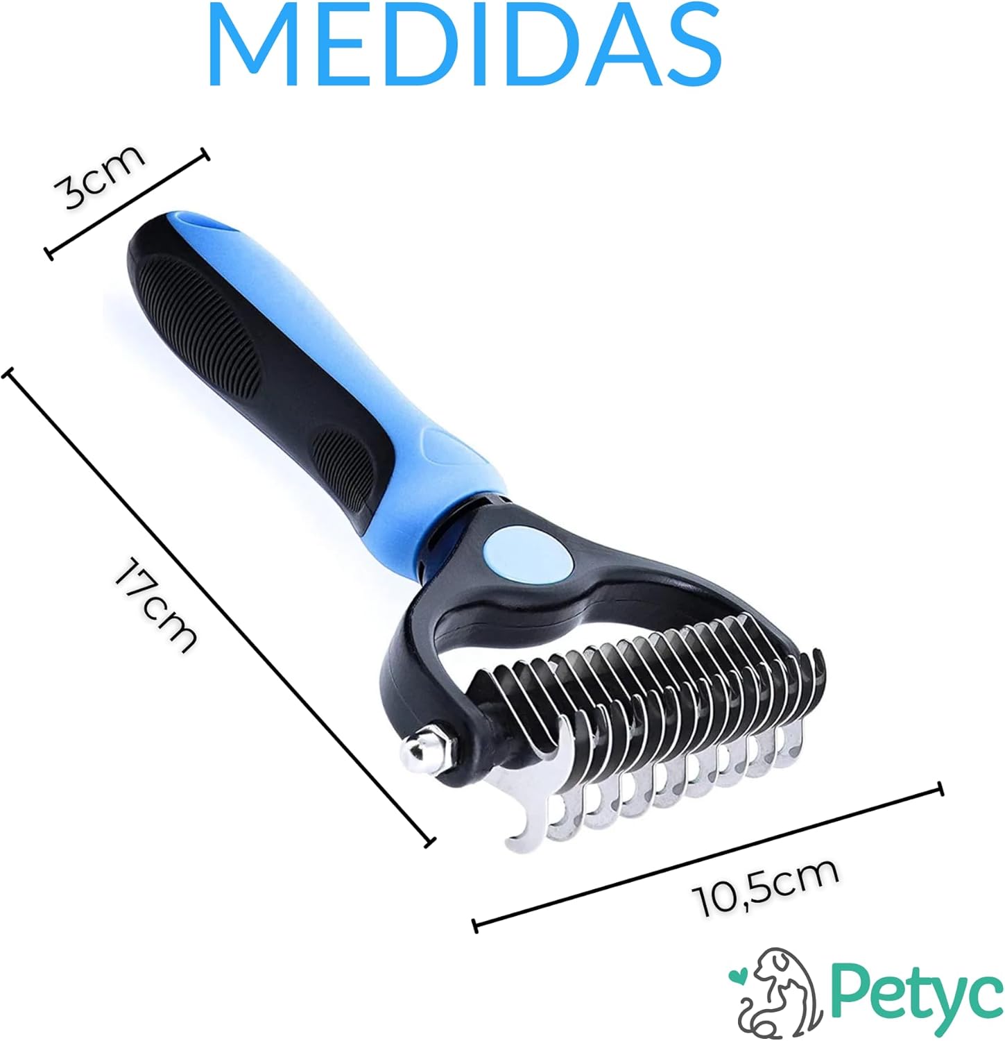 Escova Rake Desembaraçadora Profissional PETYC Cães e Gatos Rasquedeira Desemboladora Petshop (Azul) - Imagem 2