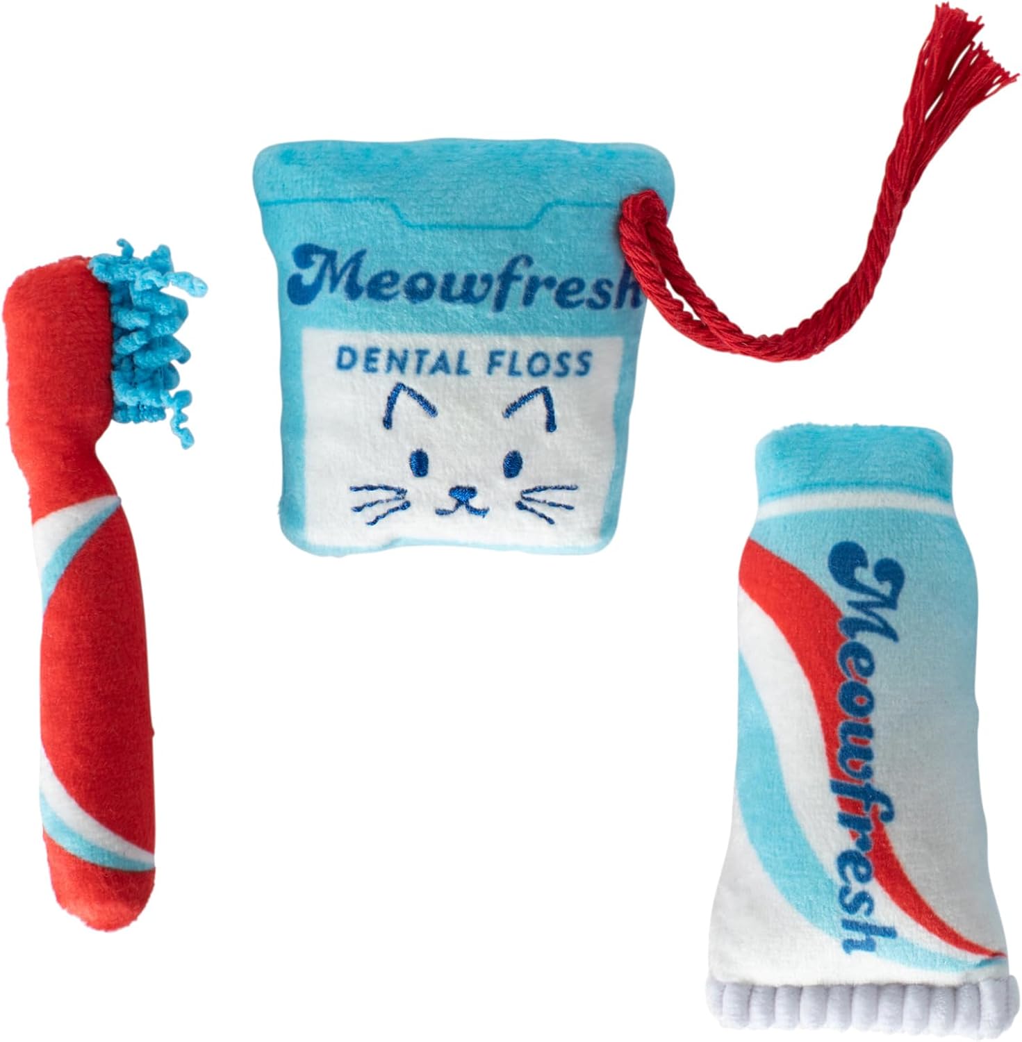 Fringe Studio Conjunto de brinquedos de pelúcia para gatos, mentolado, mini conjunto de 3 peças, coleção Pet Shop (904031)