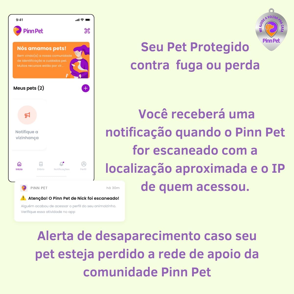 Pingente Inteligente QR Code para Pets Identificação Digital com Localização Notificações em Tempo Real, Cadastro Online, Atualização de Dados e Rede de Apoio Comunitária - Pinn Pet – E-FCS Store - Imagem 7