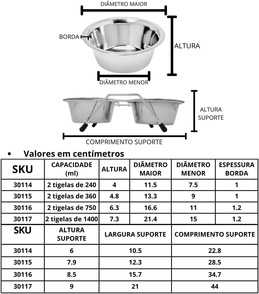 Chalesco Comedouro Duplo para Cães Cromado 240 mL - Imagem 6