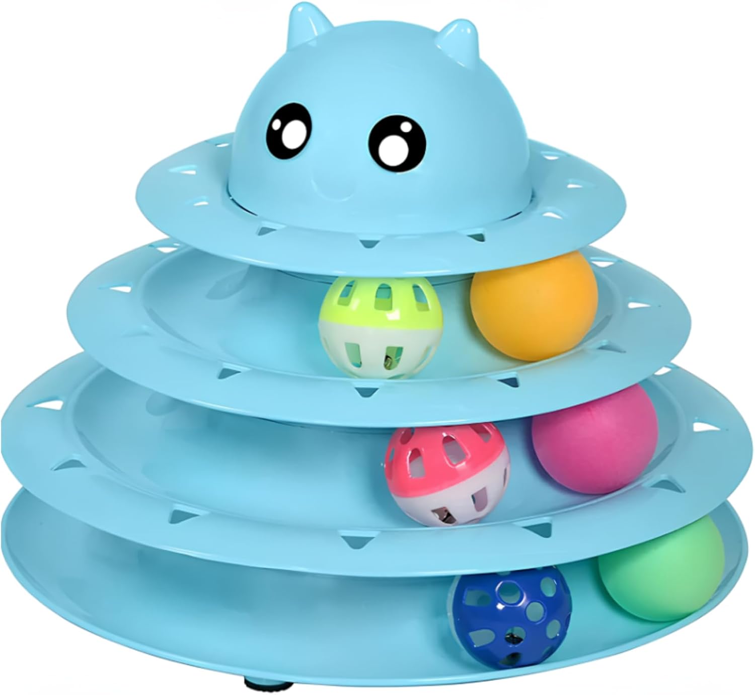 Brinquedo Interativo Para Gatos com Bolinha Sino e 3 Níveis PETYC Entretenimento e Exercício para seu Gatinho Produto Petshop (Azul)