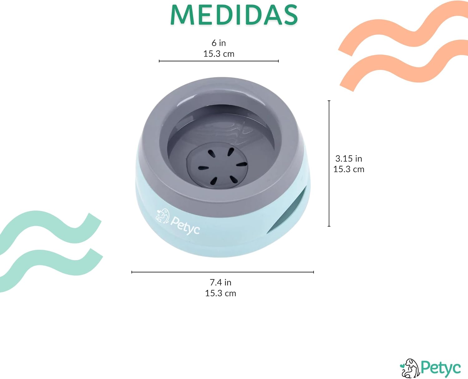 Bebedouro Para Cachorro Gato Pelo Longo Não Molha PETYC Produto Petshop (Azul Turquesa) - Imagem 2