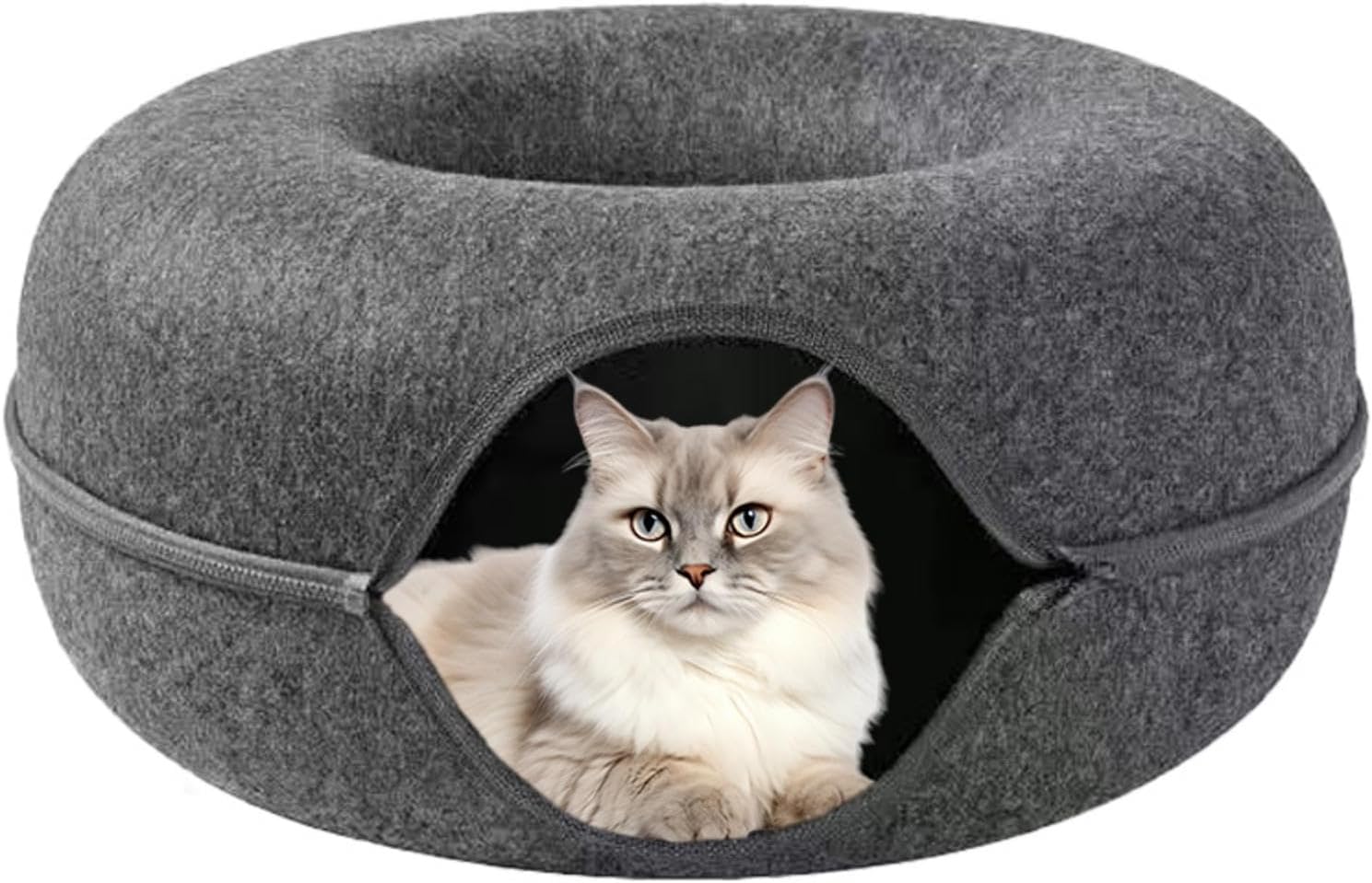 Cama de donut para gatos, Breatahble, túneis removíveis, feltro, redonda, para gatos, cavernas, túnel de gato, brinquedo para casa, pet shop - Imagem 8