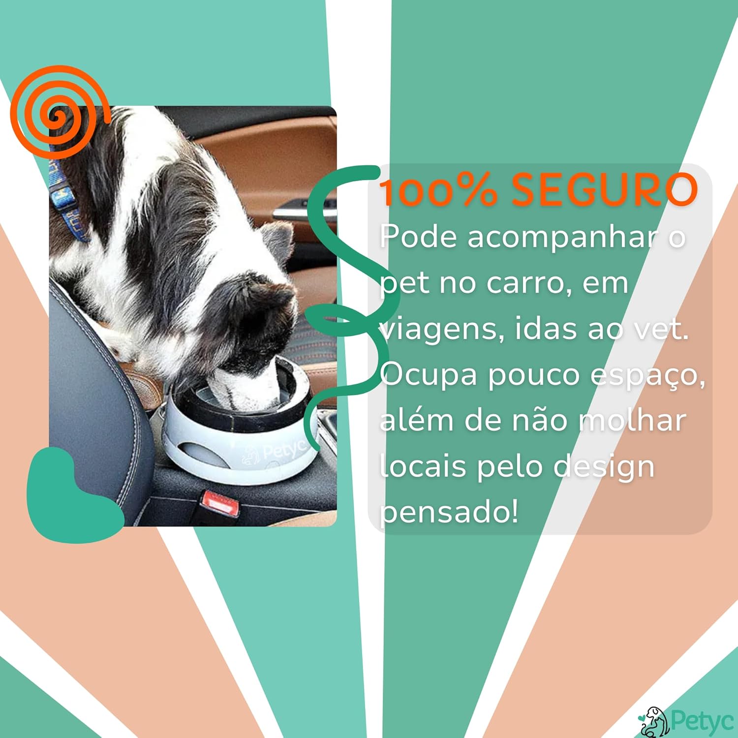 Bebedouro Para Cachorro Gato Pelo Longo Não Molha PETYC Produto Petshop (Azul Turquesa) - Imagem 8