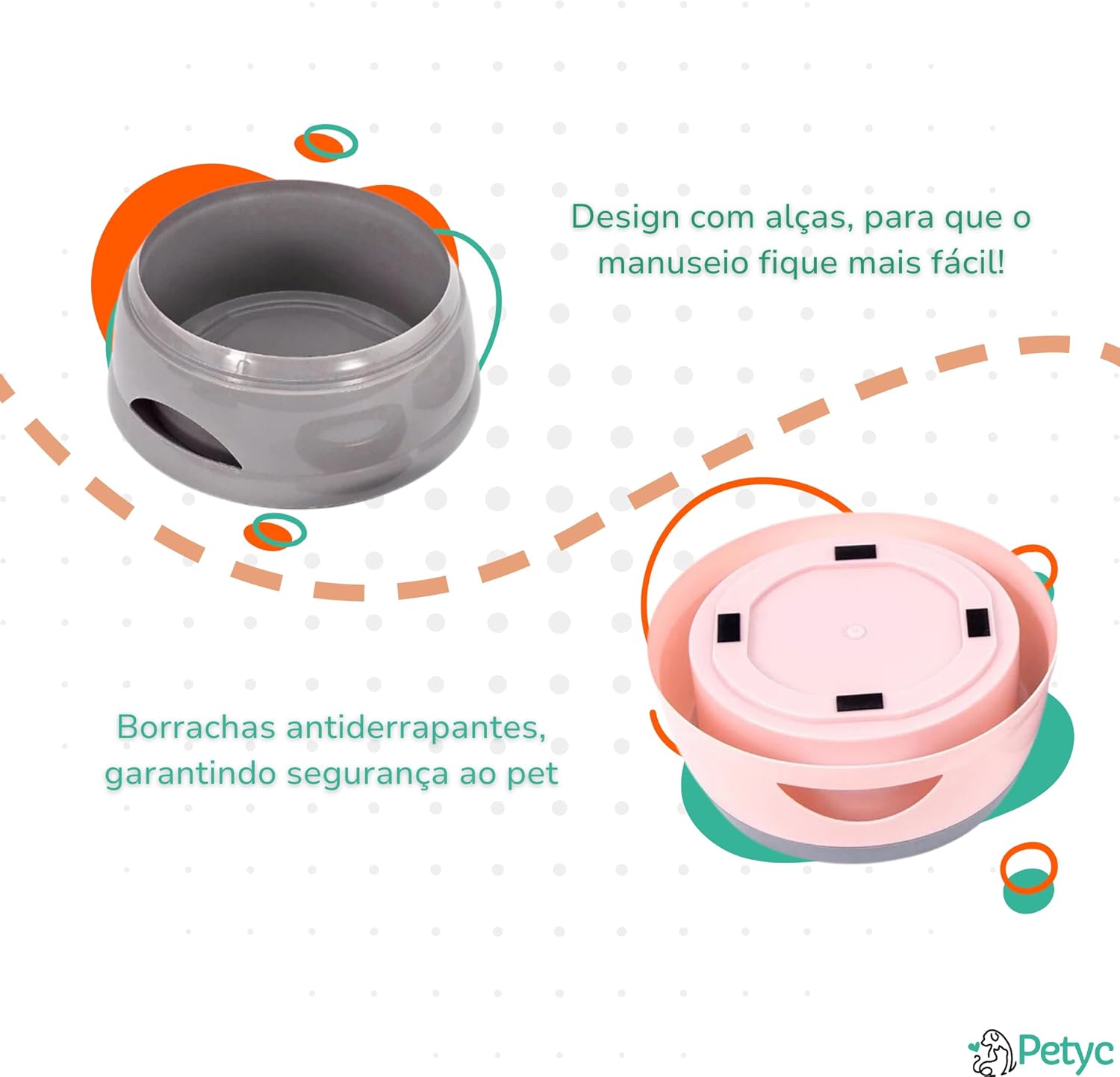 Bebedouro Para Cachorro Gato Pelo Longo Não Molha PETYC Produto Petshop (Azul Turquesa) - Imagem 4