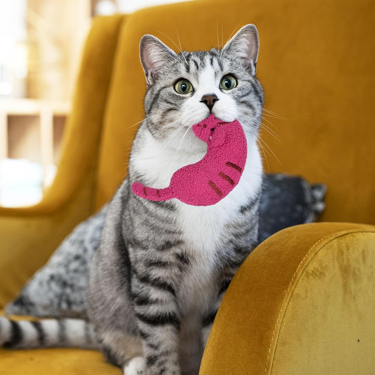 Brinquedo de mastigar para gatos, filhotes, gatinhos, pelúcia de pelúcia macia para gatos | Brinquedos interativos para gatos para abrigo de animais de estimação, passeios, acampamento, pet shop, casa - Imagem 3