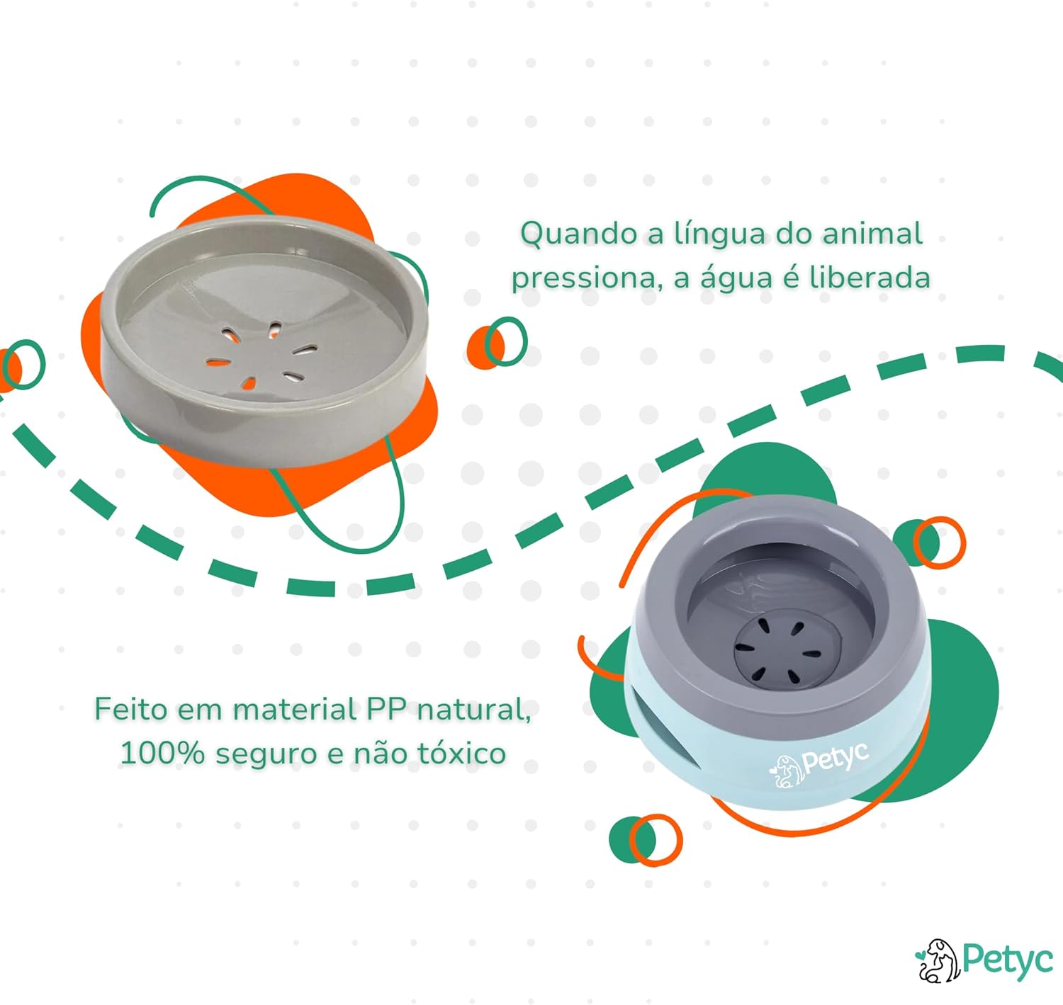 Bebedouro Para Cachorro Gato Pelo Longo Não Molha PETYC Produto Petshop (Azul Turquesa) - Imagem 5