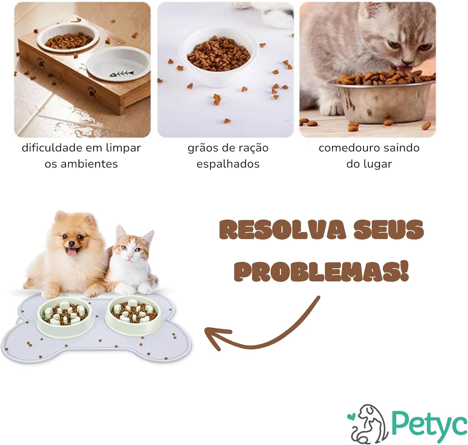 Jogo Americano Pet Tapete Para Comedouro e Bebedouro PETYC Silicone Aderente 37x45 cm Higiene Fácil Limpeza Produto Petshop (Cinza, 37x45) - Imagem 3