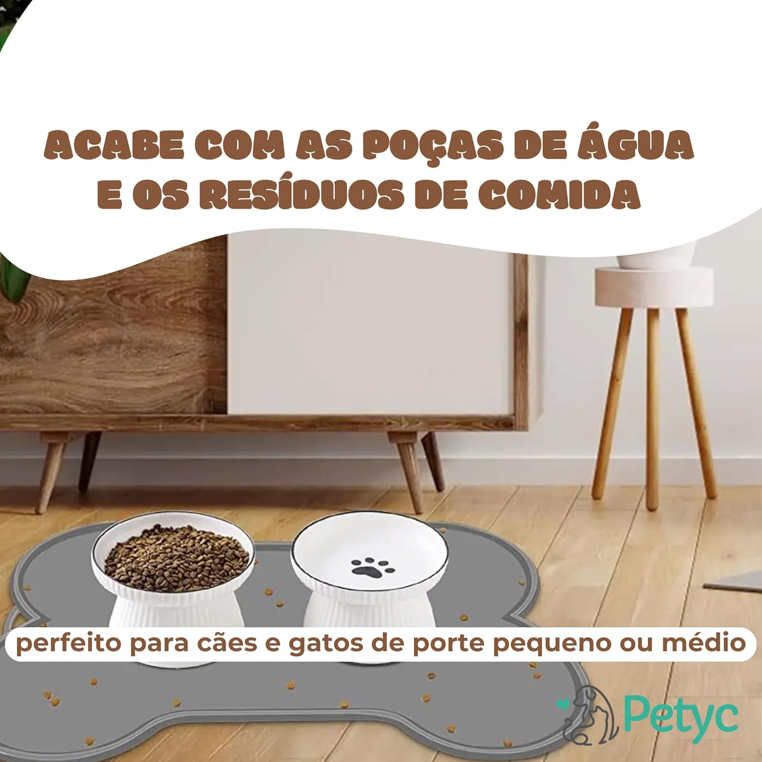 Jogo Americano Pet Tapete Para Comedouro e Bebedouro PETYC Silicone Aderente 37x45 cm Higiene Fácil Limpeza Produto Petshop (Cinza, 37x45) - Imagem 5