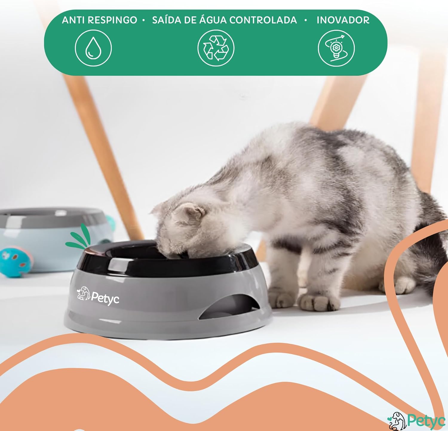 Bebedouro Para Cachorro Gato Pelo Longo Não Molha PETYC Produto Petshop (Azul Turquesa) - Imagem 7