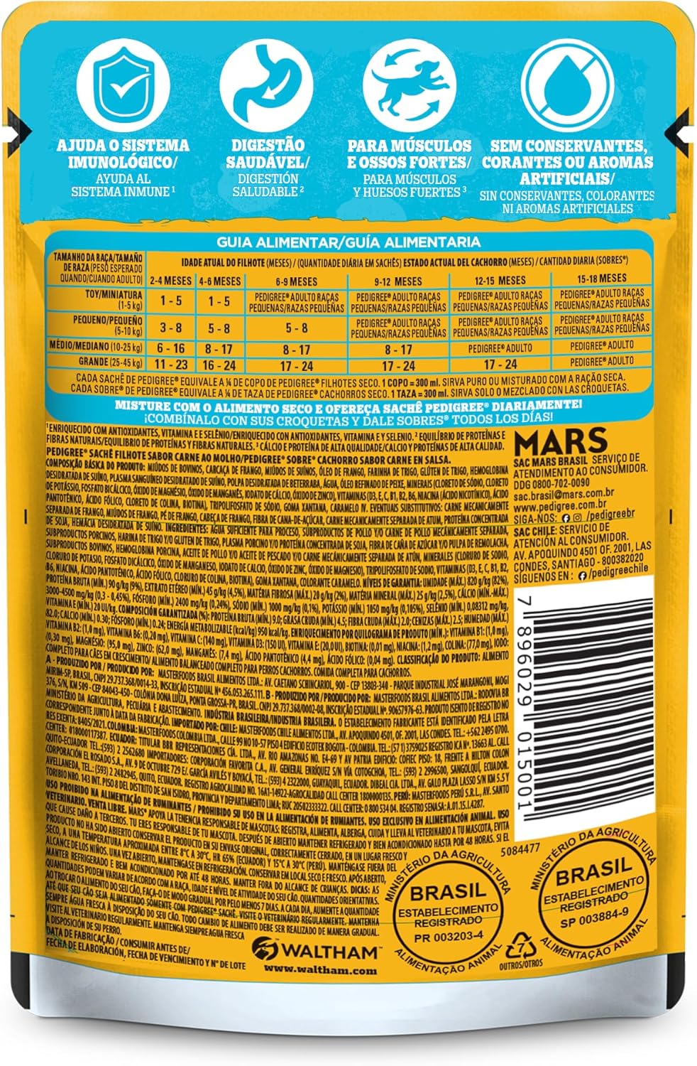 Ração Úmida Para Cachorros Pedigree Sachê Carne ao Molho Filhotes 100g - Imagem 3