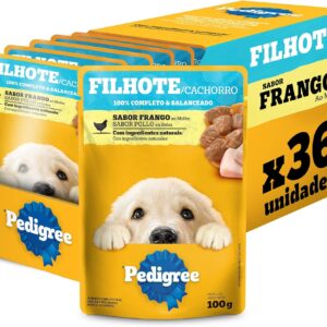 Pack Ração Úmida Pedigree Sachê Frango ao Molho para Cães Filhotes 100 g - 36 unidades