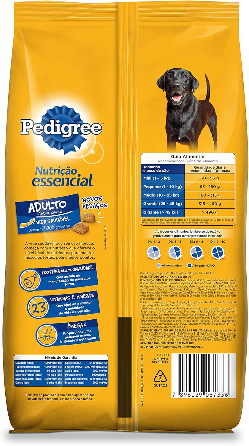 PEDIGREE Ração Pedigree Nutrição Essencial Carne Para Cães Adultos 900 G - Imagem 2